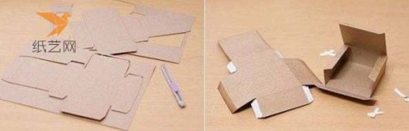 用笔和尺子配合裁纸刀裁剪下所要做的纸盒的形状