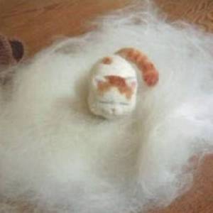 羊毛毡教程羊毛毡白毛黄点花样猫咪制作教程