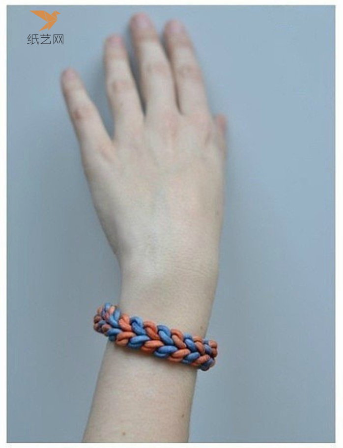 编织教程红蓝两色编织绳编织手环制作教程