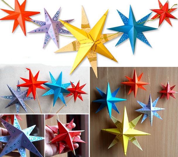 儿童手工制作漂亮3D立体星星装饰制作教程