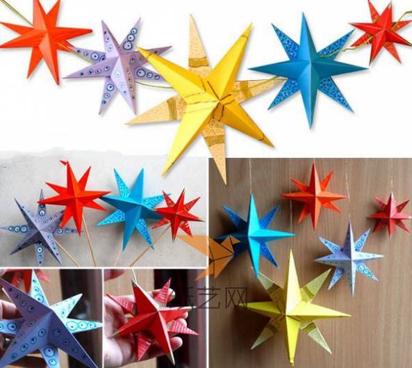 我们把制作的星星挂起来就可以装饰我们的教室了。