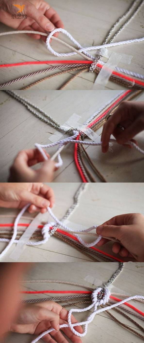 开始用白色那根编织绳编织