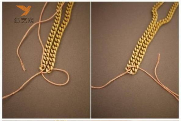 串珠教程玫瑰金金属链条串珠组合项链制作教程