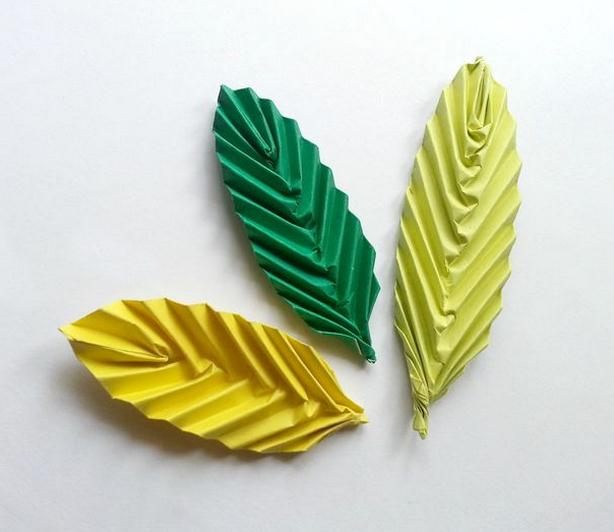 漂亮的立体叶片折纸叶子制作教程