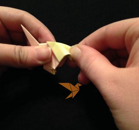 就是这样来制作折纸小鸟的头部
