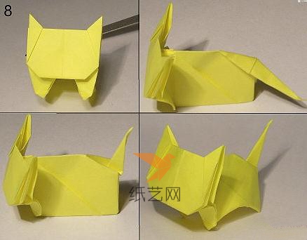 这样，折纸小猫的作品就制作完成啦