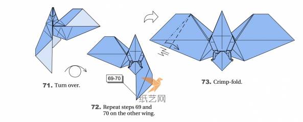 折纸蝙蝠展开翅膀的折叠