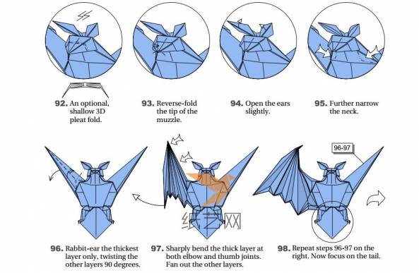 折纸蝙蝠头部的折叠图谱