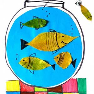 鱼缸树叶贴画儿童手工小制作教程