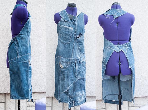 旧牛仔裤废物利用制作工装围裙DIY教程