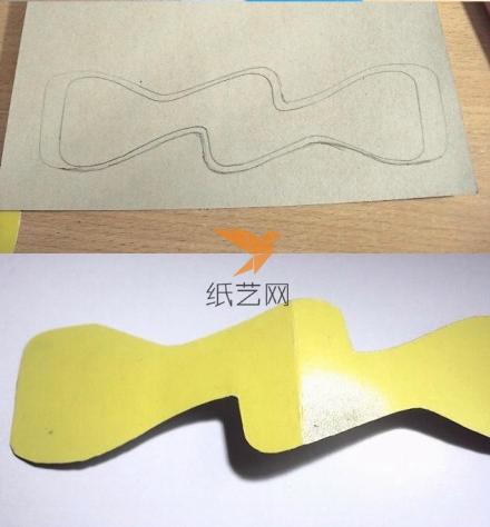 在纸上画下要做的形状轮廓，然后做成纸板