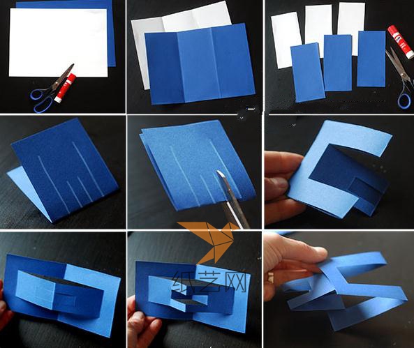 我们用蓝色和白色的纸张来制作剪纸雪花的小单元