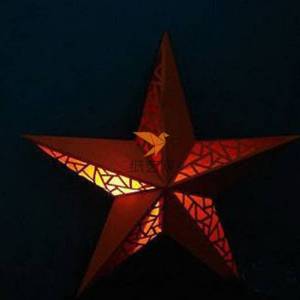 中国风镂空窗花感五角星个性纸艺灯罩制作教程