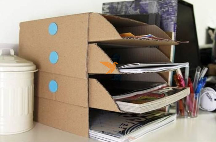 纸艺纸箱做成的多层收纳小柜制作教程