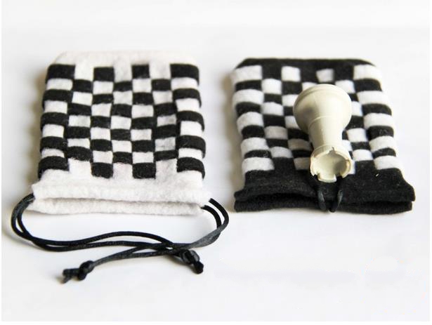 不织布制作的黑白编织束口包教程