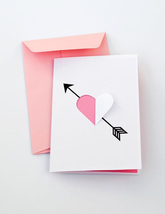 简单漂亮的丘比特之箭情人节卡片制作教程