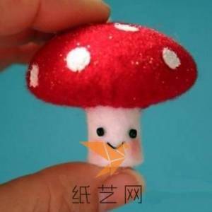 萌萌的不织布小蘑菇制作教程