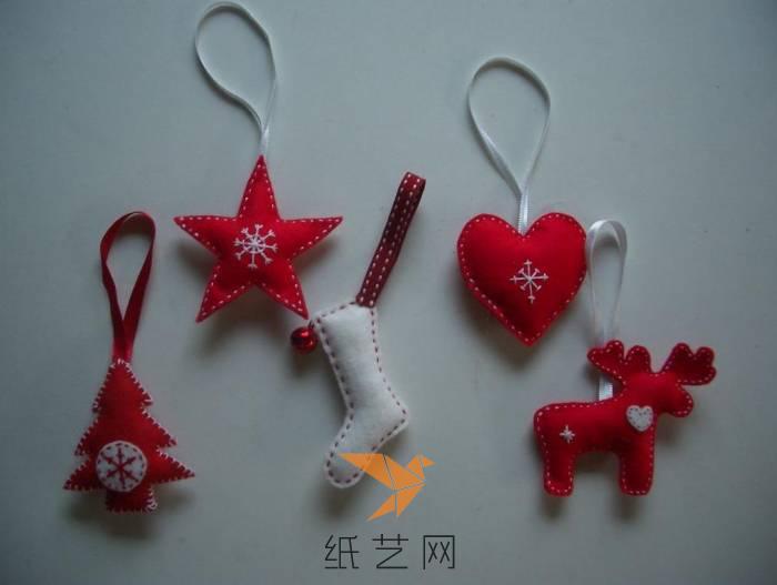 不织布制作的可爱圣诞树挂饰制作教程