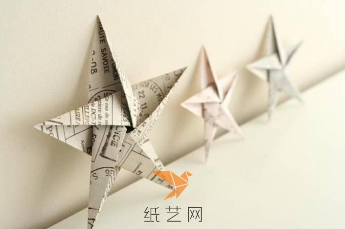 漂亮的折纸五角星制作教程