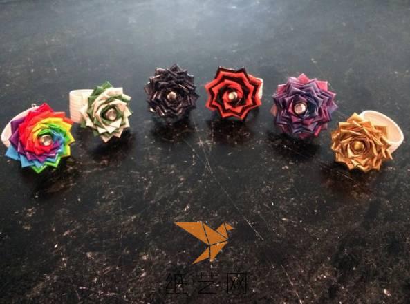 同样的方法我们可以制作不同颜色的花朵戒指，很适合作为新年礼物送给闺蜜们