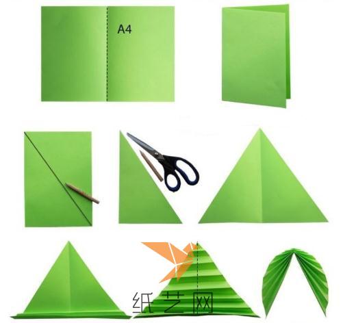 把彩纸先进行对折，然后用剪刀按照对角线剪下来，打开之后就是一个三角形了，对这个三角形来进行折叠，然后再对折一下