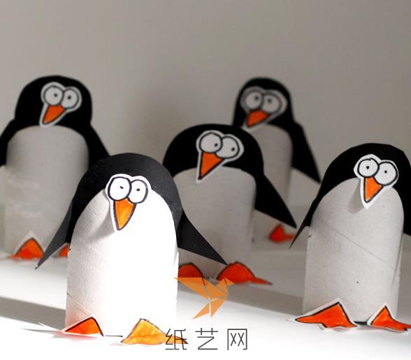 卫生纸筒的变废为宝制作儿童手工企鹅教程