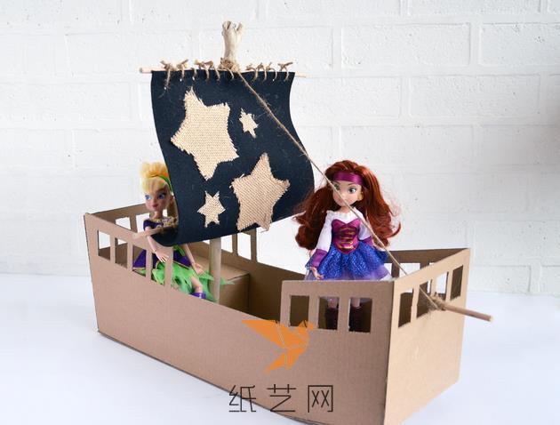 废纸箱变身手工海盗船玩具制作教程