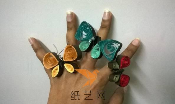 同样的方法可以制作好多不同颜色的蝴蝶戒指哟。