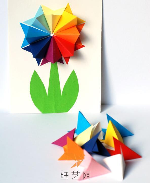漂亮的手工折纸花朵贺卡儿童手工制作教程
