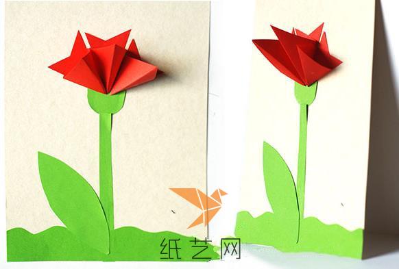 各种折纸花朵的贺卡可以让小朋友自己发挥想象力来制作哟