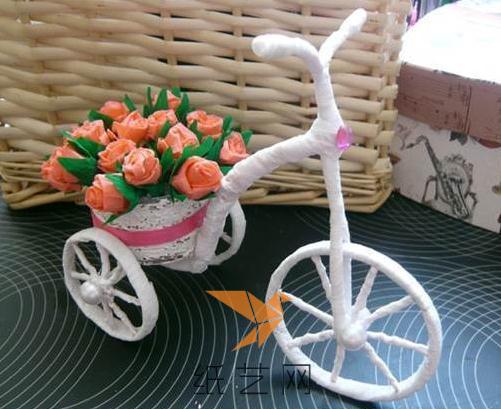 浪漫的自行车玫瑰花篮制作教程