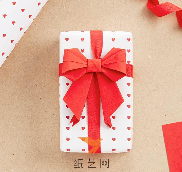 折纸蝴蝶结礼物包装制作教程