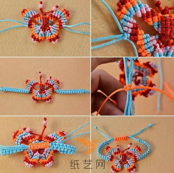 最后来编织手链的部分就可以了，编织好的蝴蝶也可以用来装饰衣服或是包包