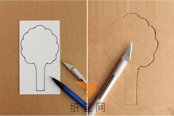 用纸板来制作大树