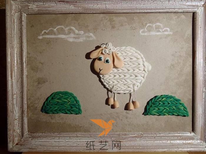 圣诞节礼物可爱小绵羊粘土画作品制作教程
