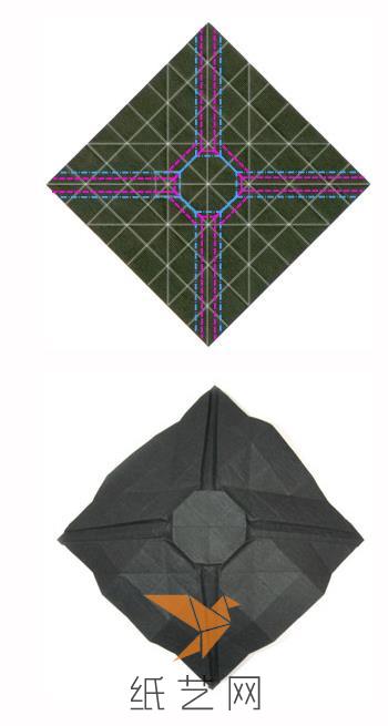 然后将其它四个角的位置都分别来进行同样的折叠