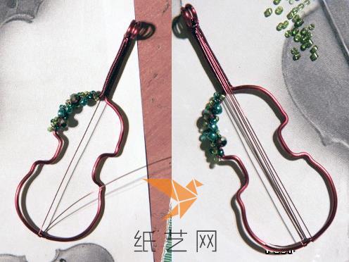 用细细的金属丝来制作小提琴的琴弦部分