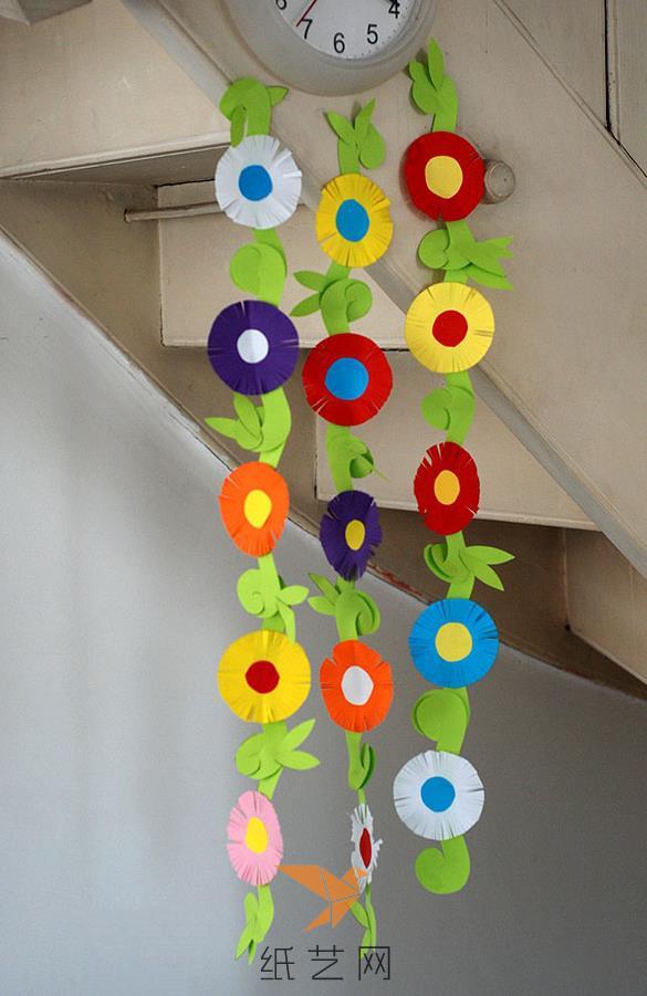 儿童手工春天教室装饰纸艺花制作教程