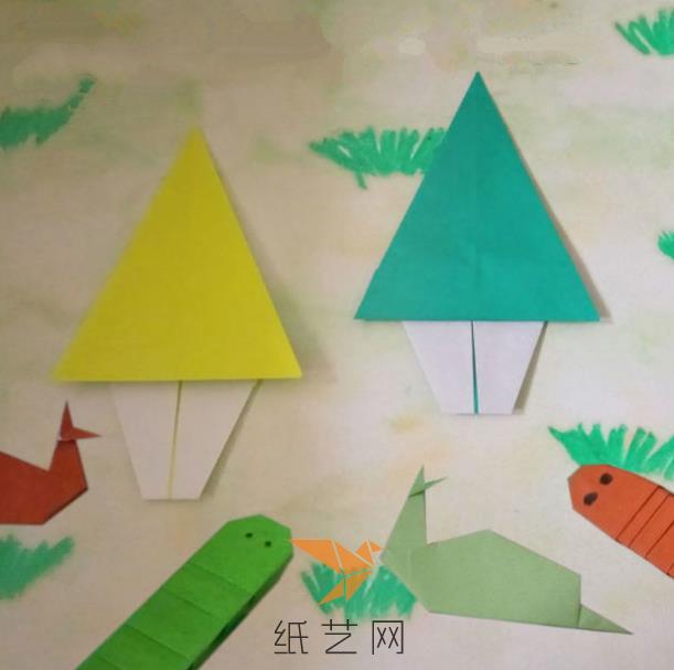 儿童手工折纸小树剪贴画母亲节礼物制作教程