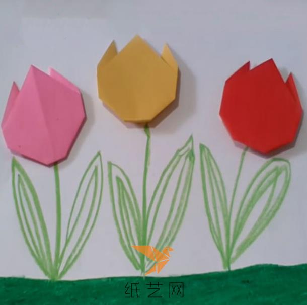 儿童手工折纸康乃馨粘贴画母亲节礼物制作教程