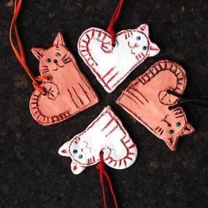 可爱粘土心形小猫母亲节礼物装饰制作教程