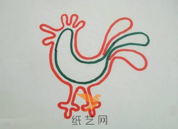 首先先来用一个简笔画大概的展示一下这个编织的大公鸡的框架