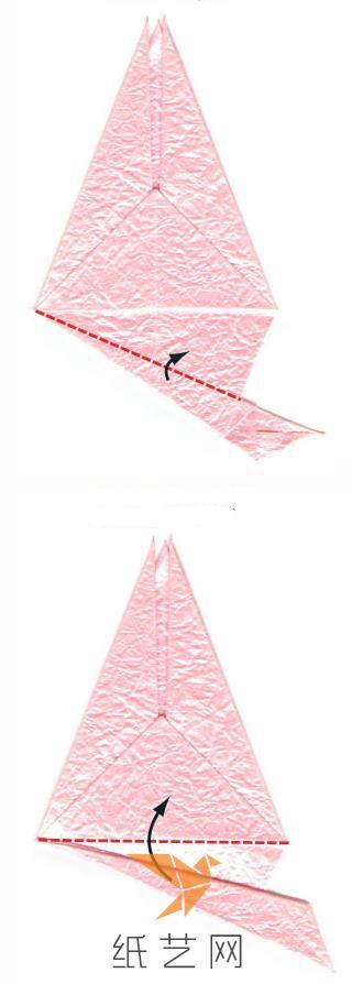 继续来折叠折纸千纸鹤的翅膀