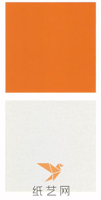 这里我们用到的纸张是一面橙色一面白色的彩纸