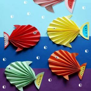 儿童手工折纸热带鱼 教师节礼物粘贴画