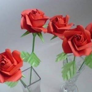 PT折纸玫瑰花手工折纸制作方法