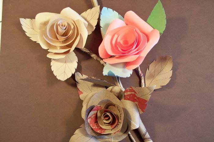 超简单的立体纸艺玫瑰花束！