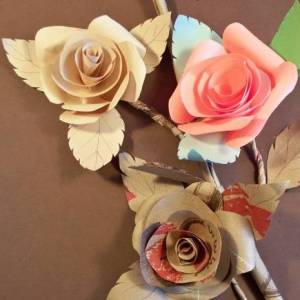 超简单的立体纸艺玫瑰花束！