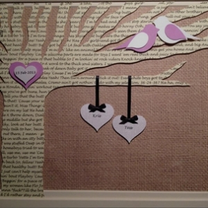 两情相悦的情人节爱情鸟纸艺作品