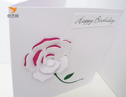 简单漂亮的立体玫瑰花情人节卡片